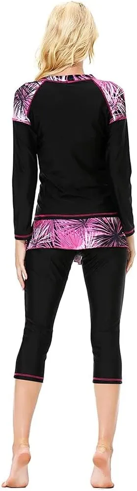 2 Pieces Modest Swimsuits for Women Girls Fully Covered Swimsuits Capri Pants Swimsuit Burkini