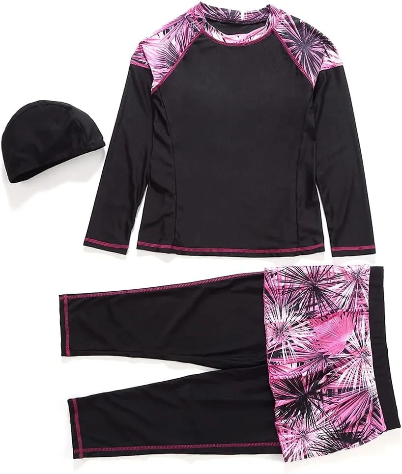 2 Pieces Modest Swimsuits for Women Girls Fully Covered Swimsuits Capri Pants Swimsuit Burkini