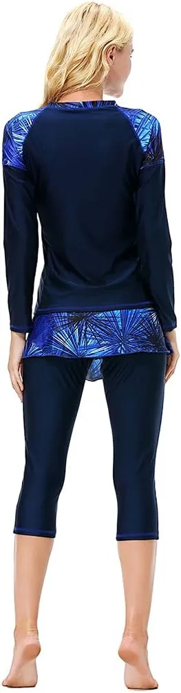 2 Pieces Modest Swimsuits for Women Girls Fully Covered Swimsuits Capri Pants Swimsuit Burkini