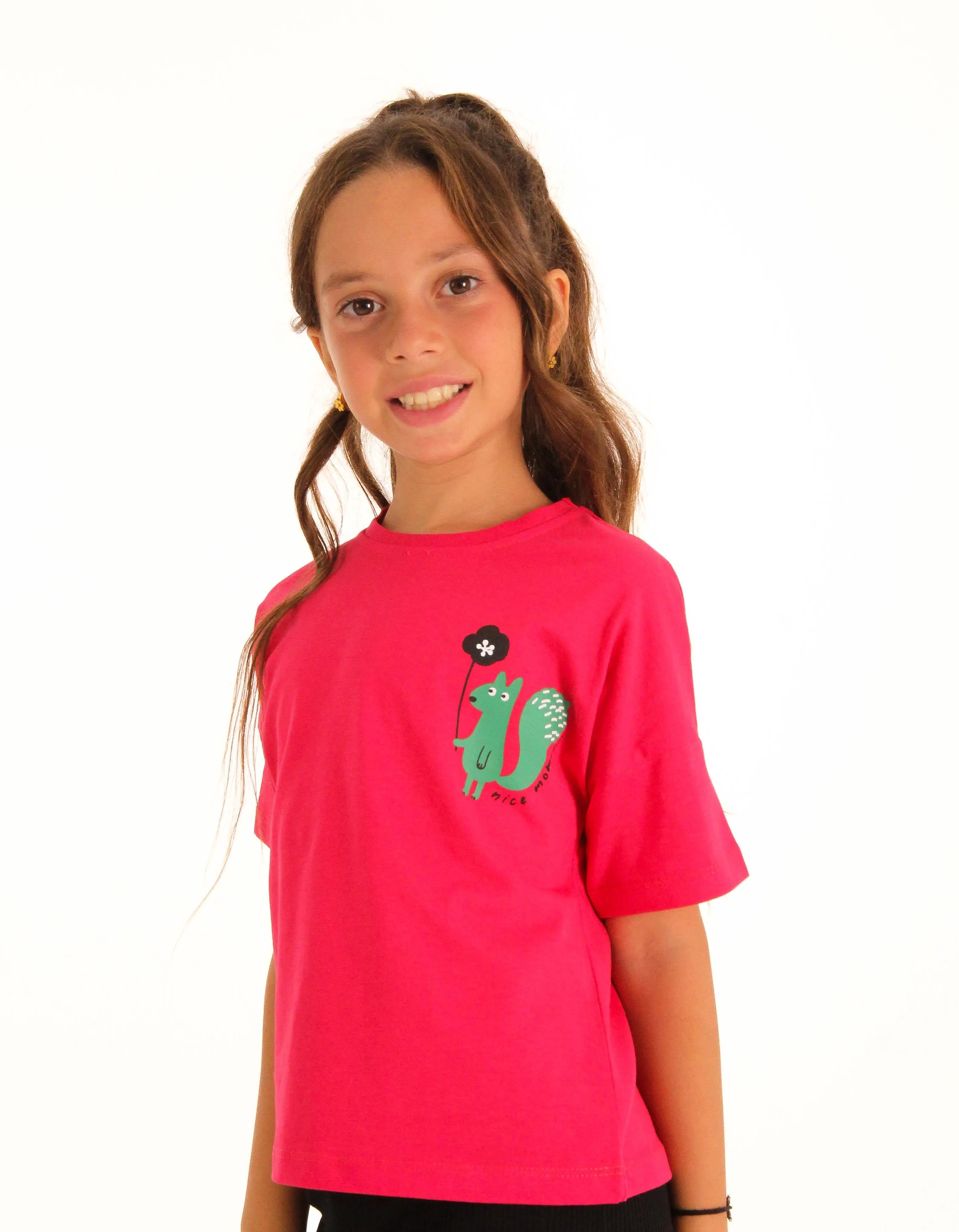 2li kisa kollu baskili unisex çocuk tshirt