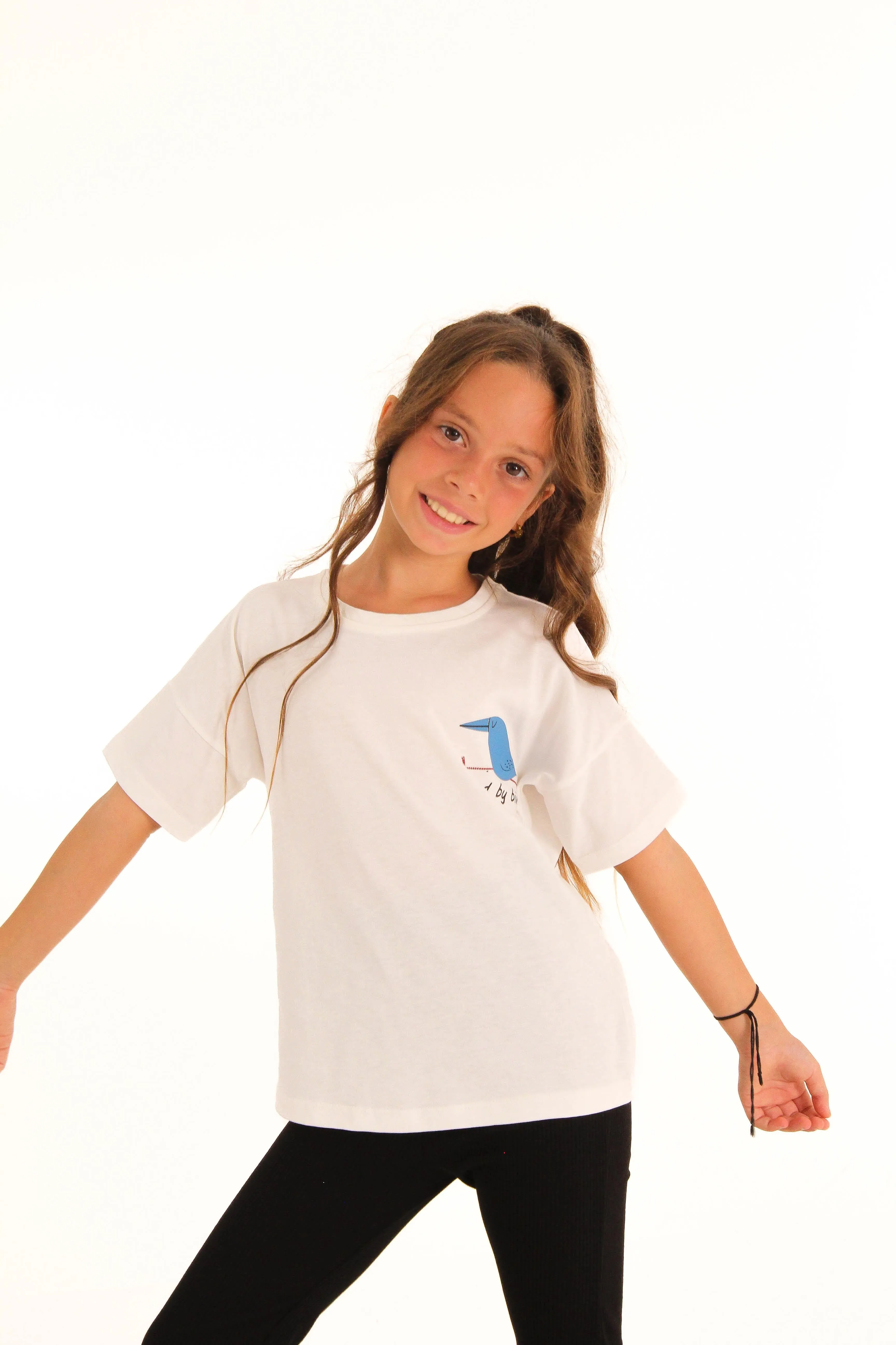 2li kisa kollu baskili unisex çocuk tshirt