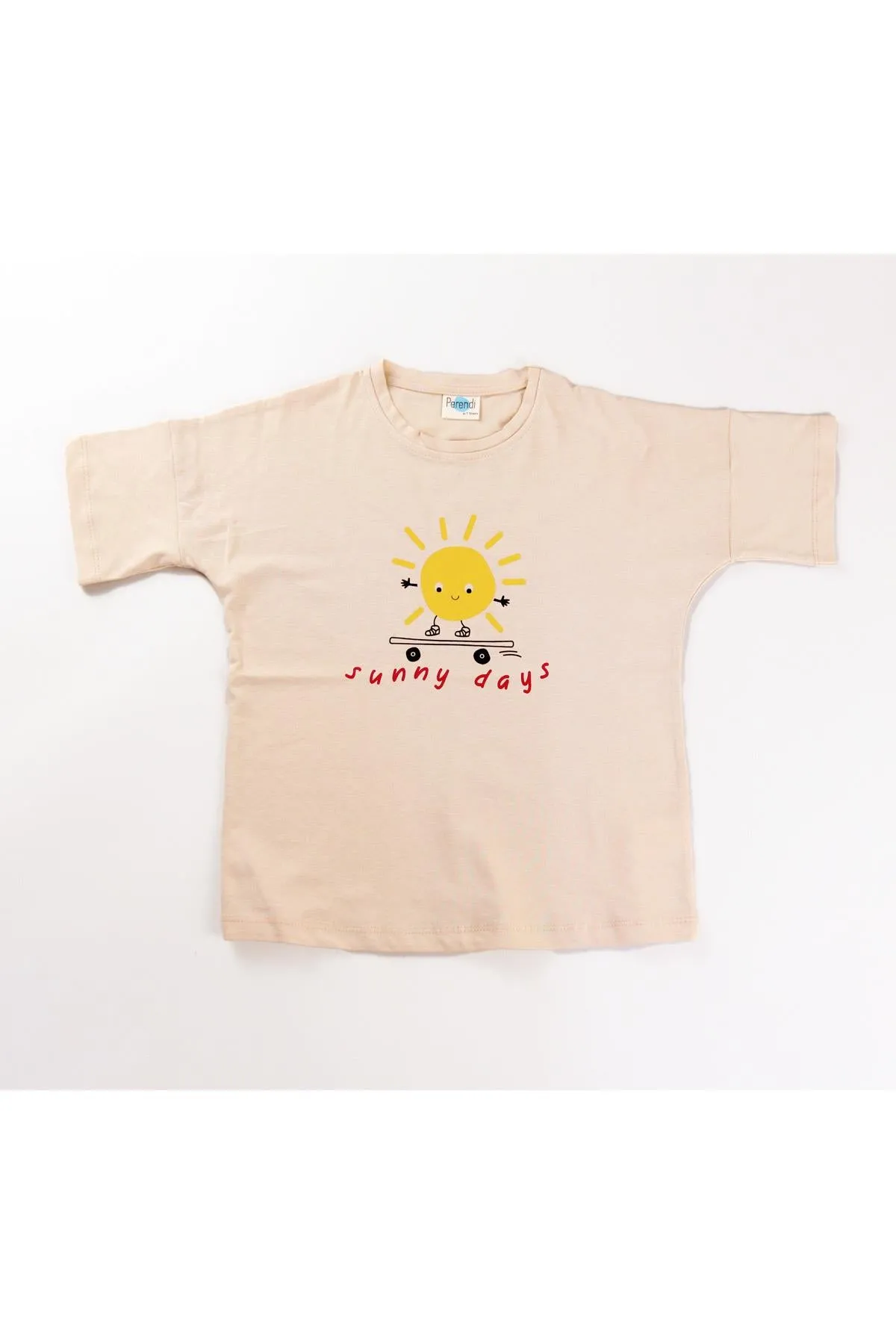 2li kisa kollu baskili unisex çocuk tshirt