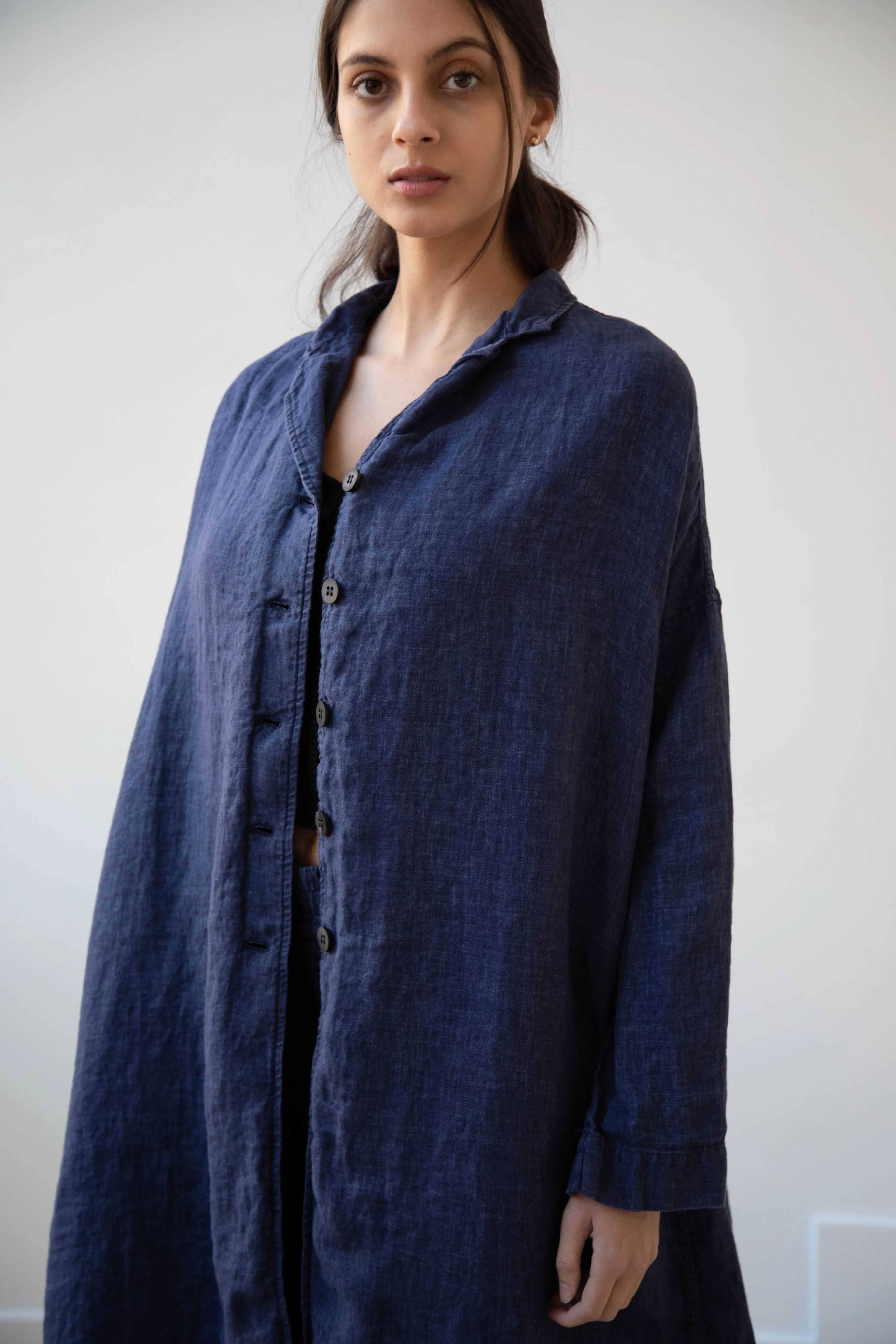 Album di Famiglia | Linen Easy Coat in Navy