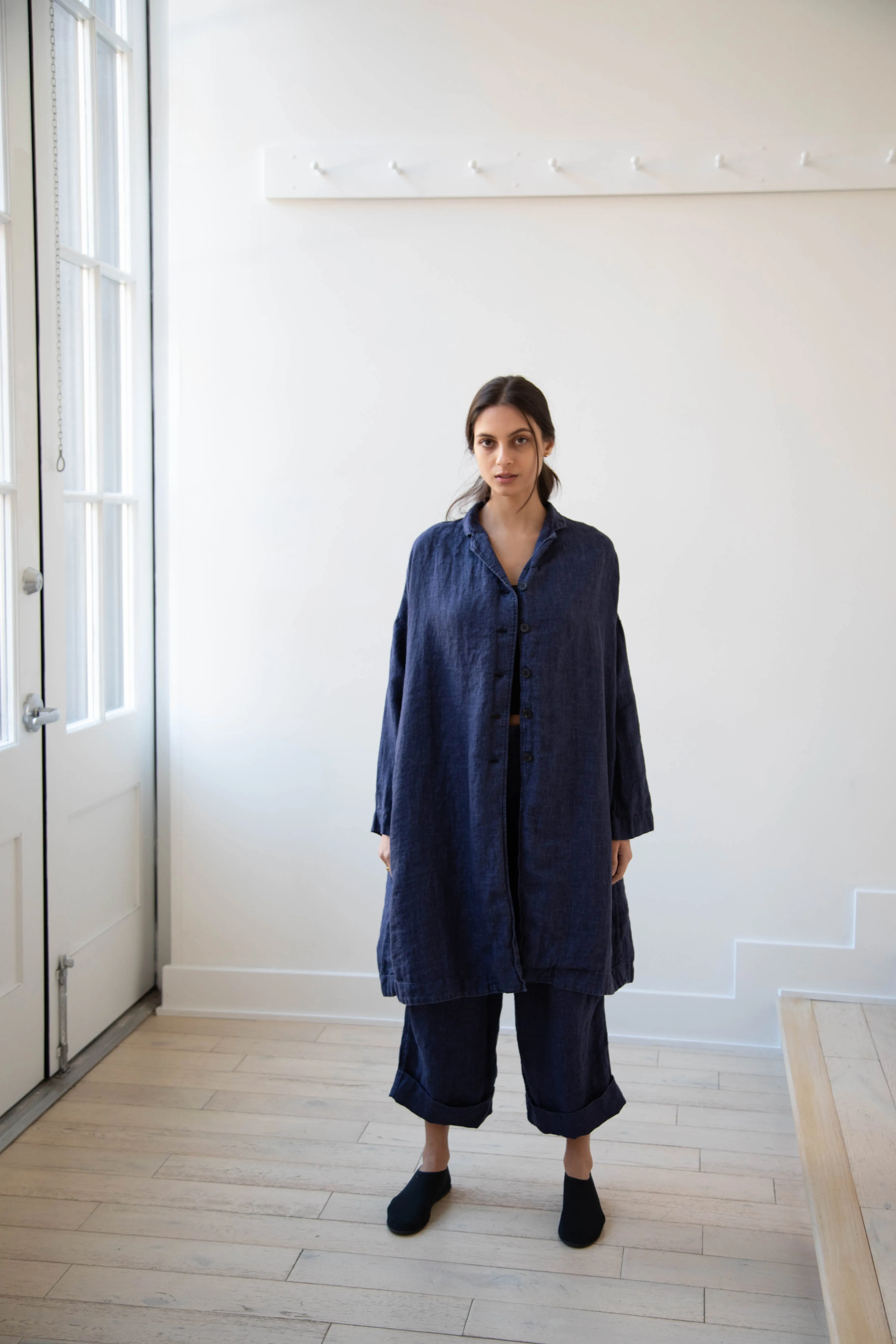 Album di Famiglia | Linen Easy Coat in Navy