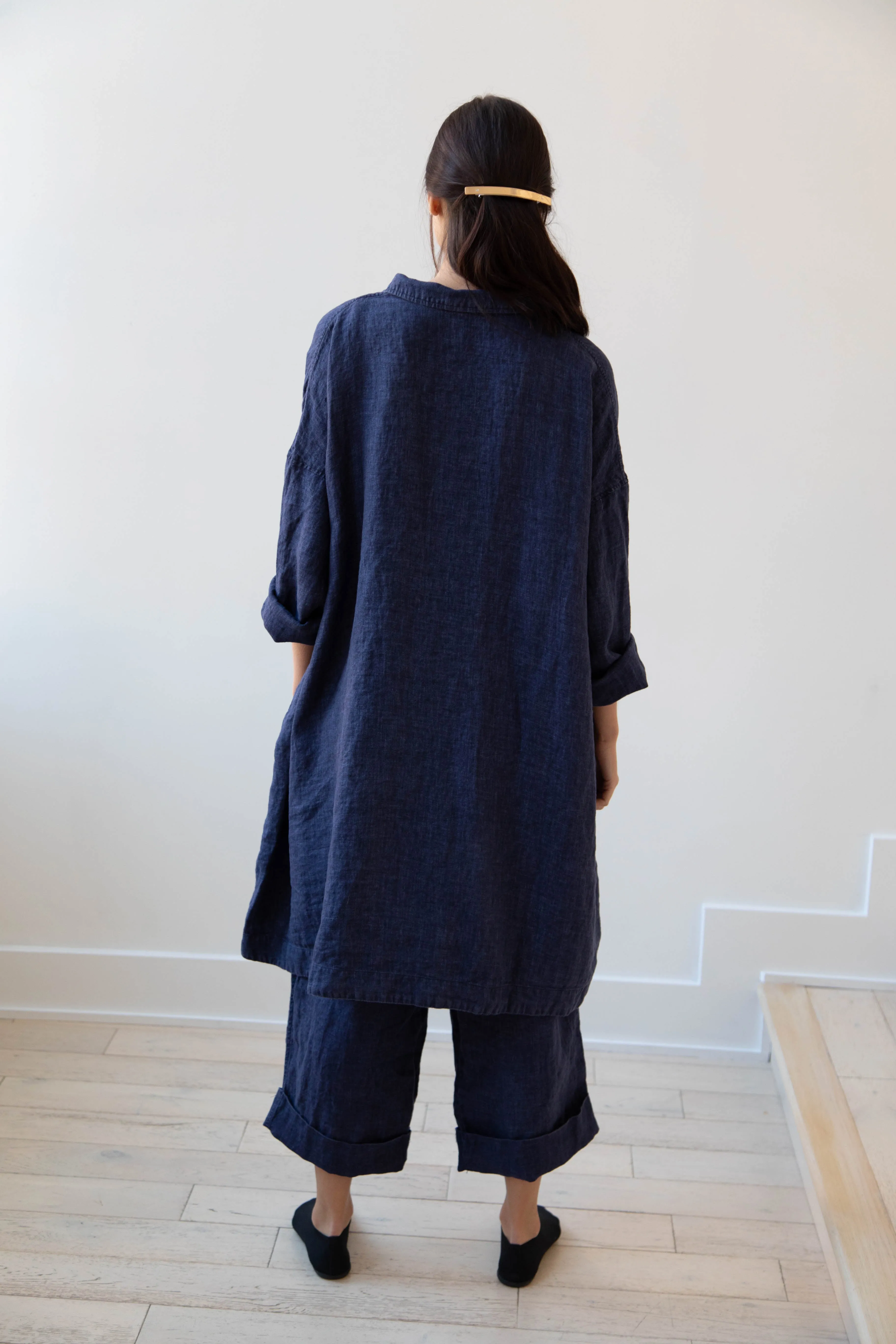 Album di Famiglia | Linen Easy Coat in Navy