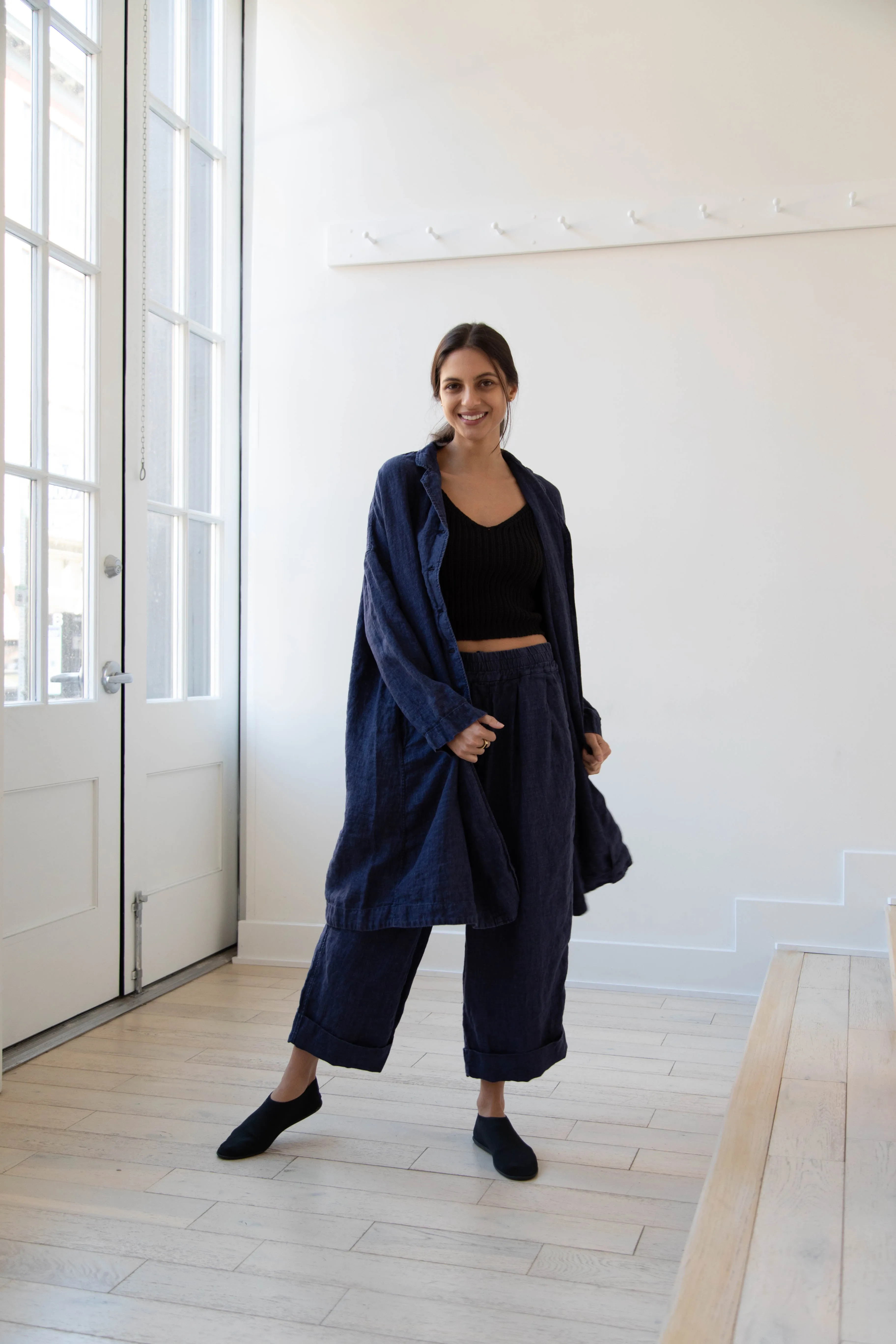 Album di Famiglia | Linen Easy Coat in Navy