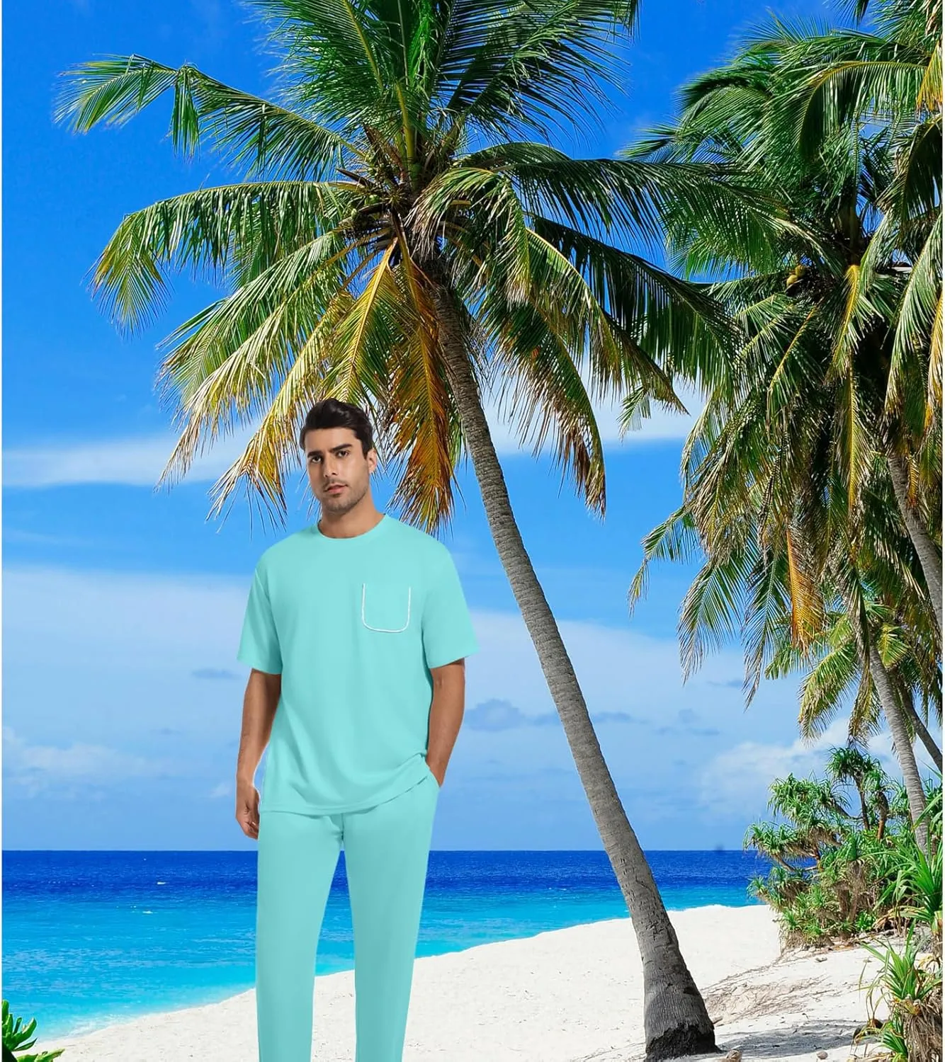 ANOTWENER Men's Tracksuit 2 Piece Sets Summer Outfits for Men Casual Short Sleeve Shirt and Pants Set