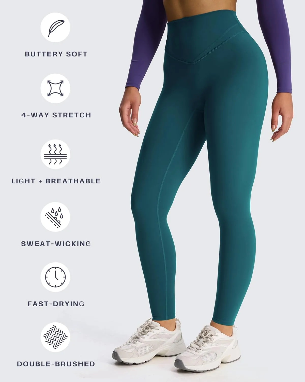 Aoxjox High Waisted Workout Siren Leggings for Women Hidden Scrunch Butt Lifting Tummy Control Yoga Pants 26"
