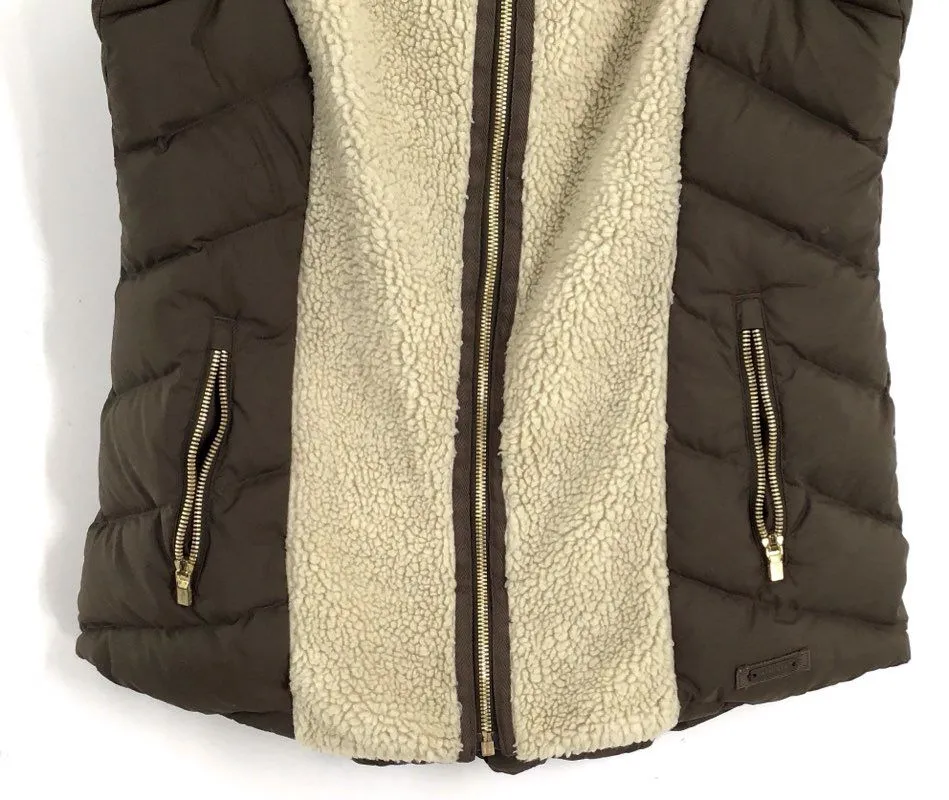 Athleta Women's Brown Beige Puffer Vest - Size Medium