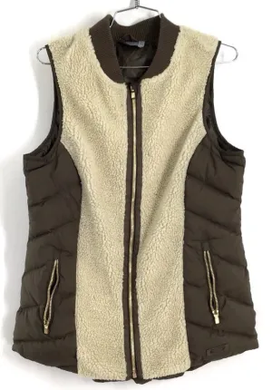 Athleta Women's Brown Beige Puffer Vest - Size Medium