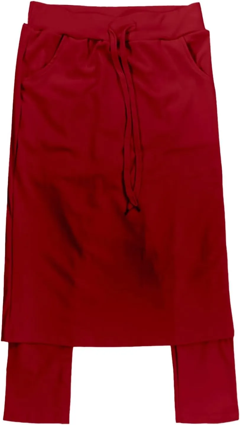 Athletic Skirt with Leggings Tennis Knee Length Yoga High Waisted Drawstring Long Golf Skirted
