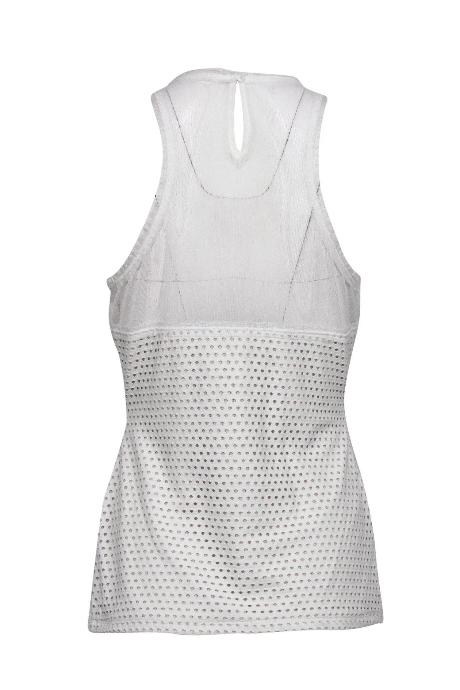 BCBG Max Azria - White Mesh Perforated Tank Sz M