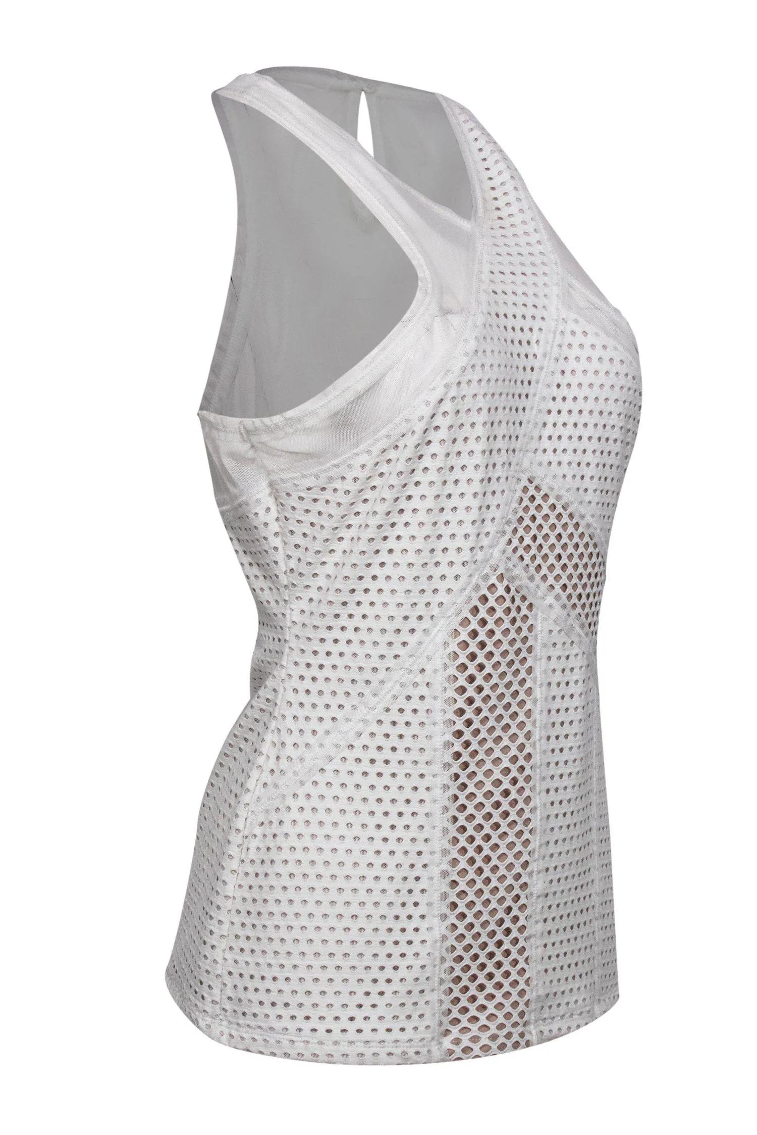BCBG Max Azria - White Mesh Perforated Tank Sz M