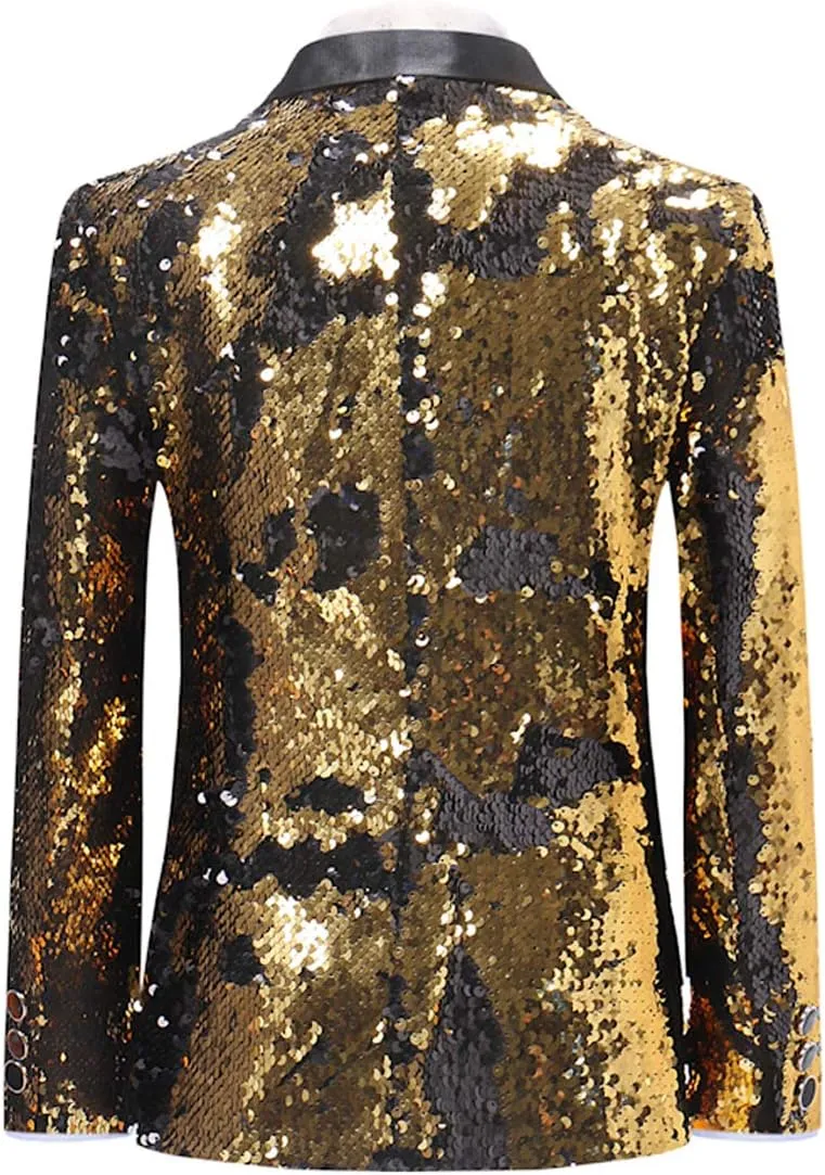 Boyland Boys 2 Pieces Suits Tuxedo Suit Shiny Sequins Peak Lapel Slim Fit Jacket Pants Party Performance