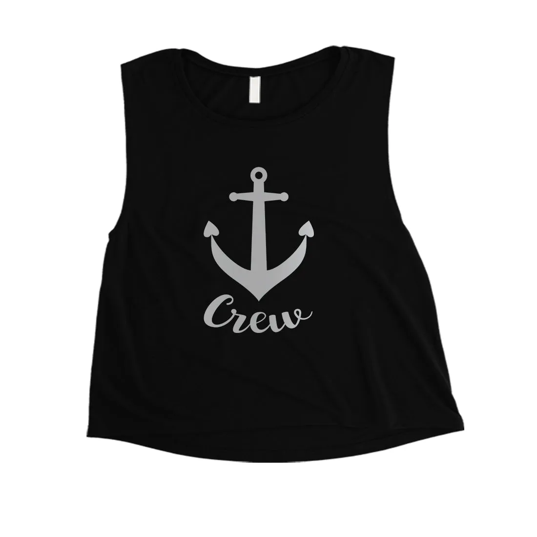 Bride Crew Anchor-SILVER Womens Crop Top Heartfelt Fun Bridal Gift