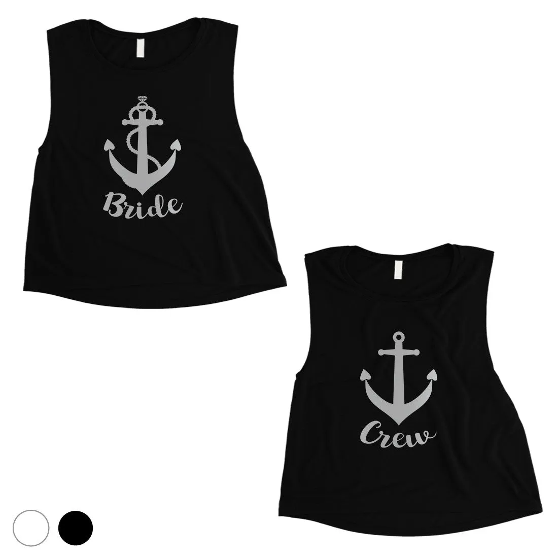 Bride Crew Anchor-SILVER Womens Crop Top Heartfelt Fun Bridal Gift