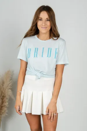 Bride trendy font short sleeve t-shirt ice blue