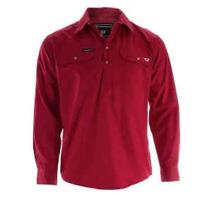 Bullzye Men's Lightweight Half Placket Shirt Red