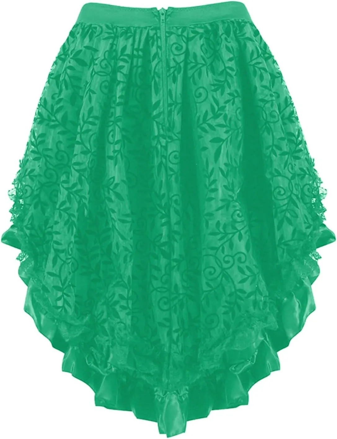 Casual Skirts for Women High Waisted Velvet Trim Elastic Waist A-Line Midi Skirt with Zipper Detail and Irregular Hem