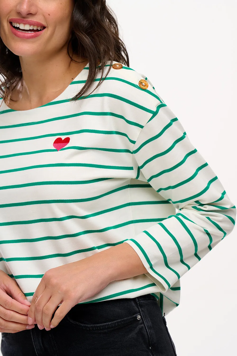 Celine Brenton Top - Green Stripe