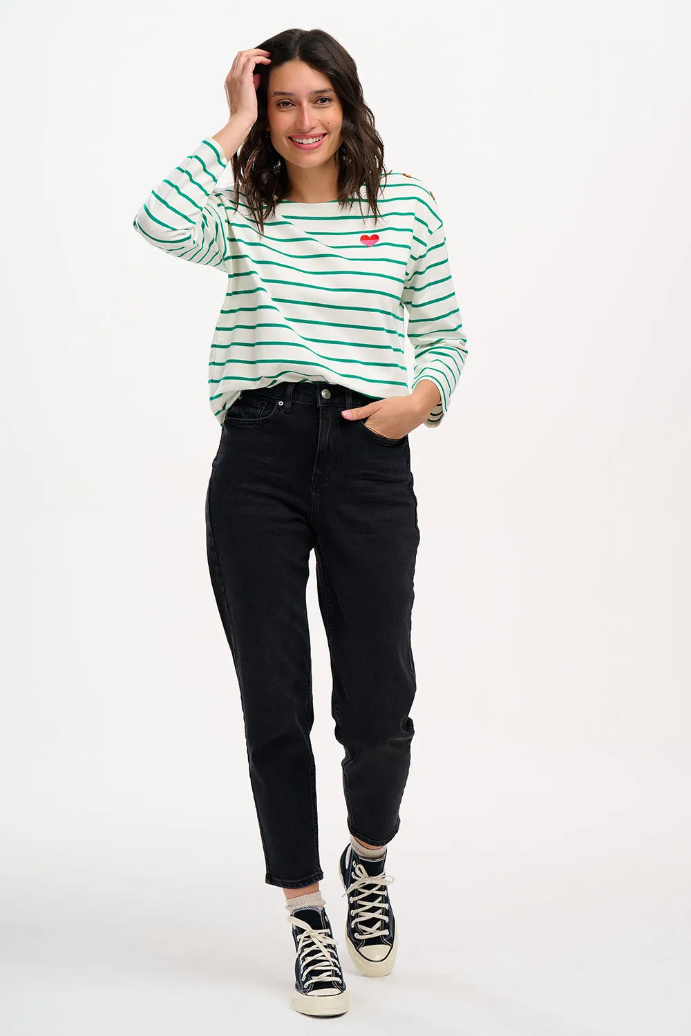 Celine Brenton Top - Green Stripe