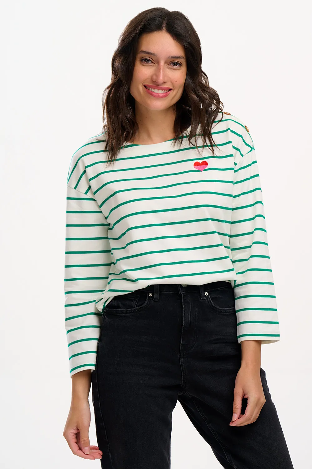 Celine Brenton Top - Green Stripe