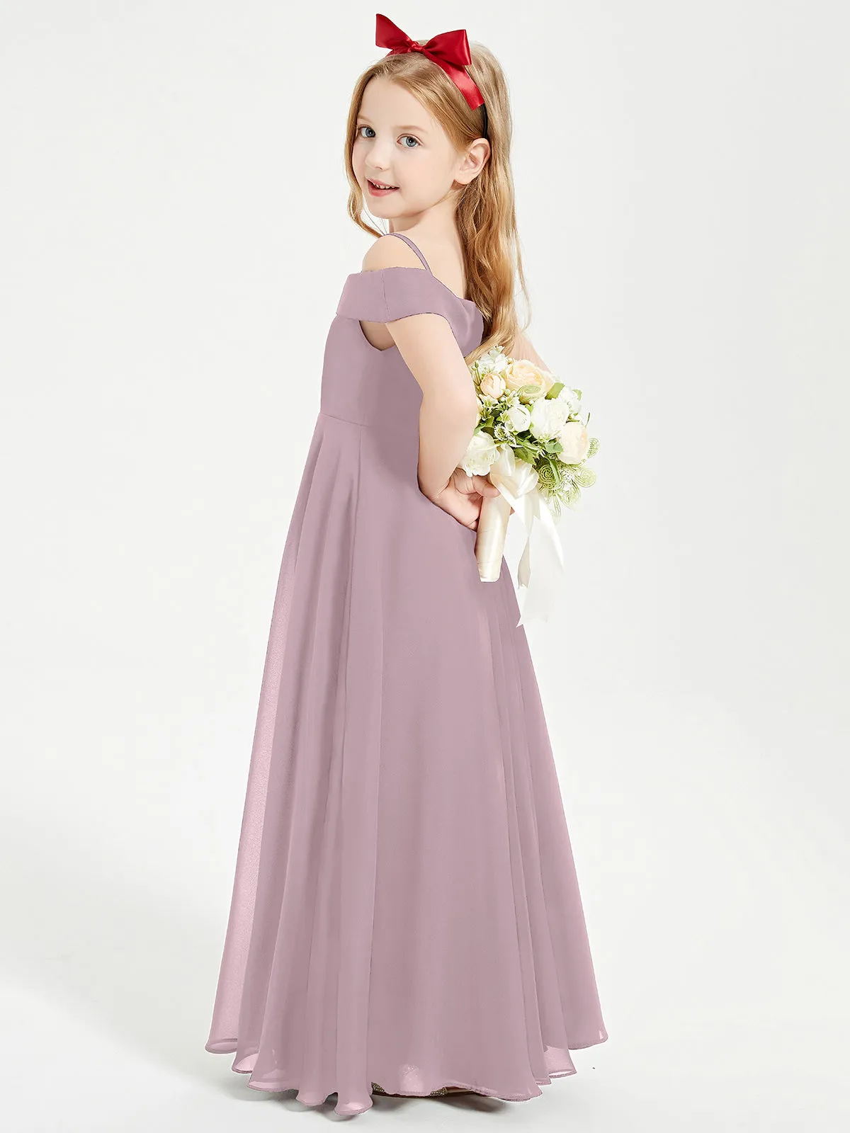 Chic Junior Bridesmaid Dresses Off the Shoulder Dusk