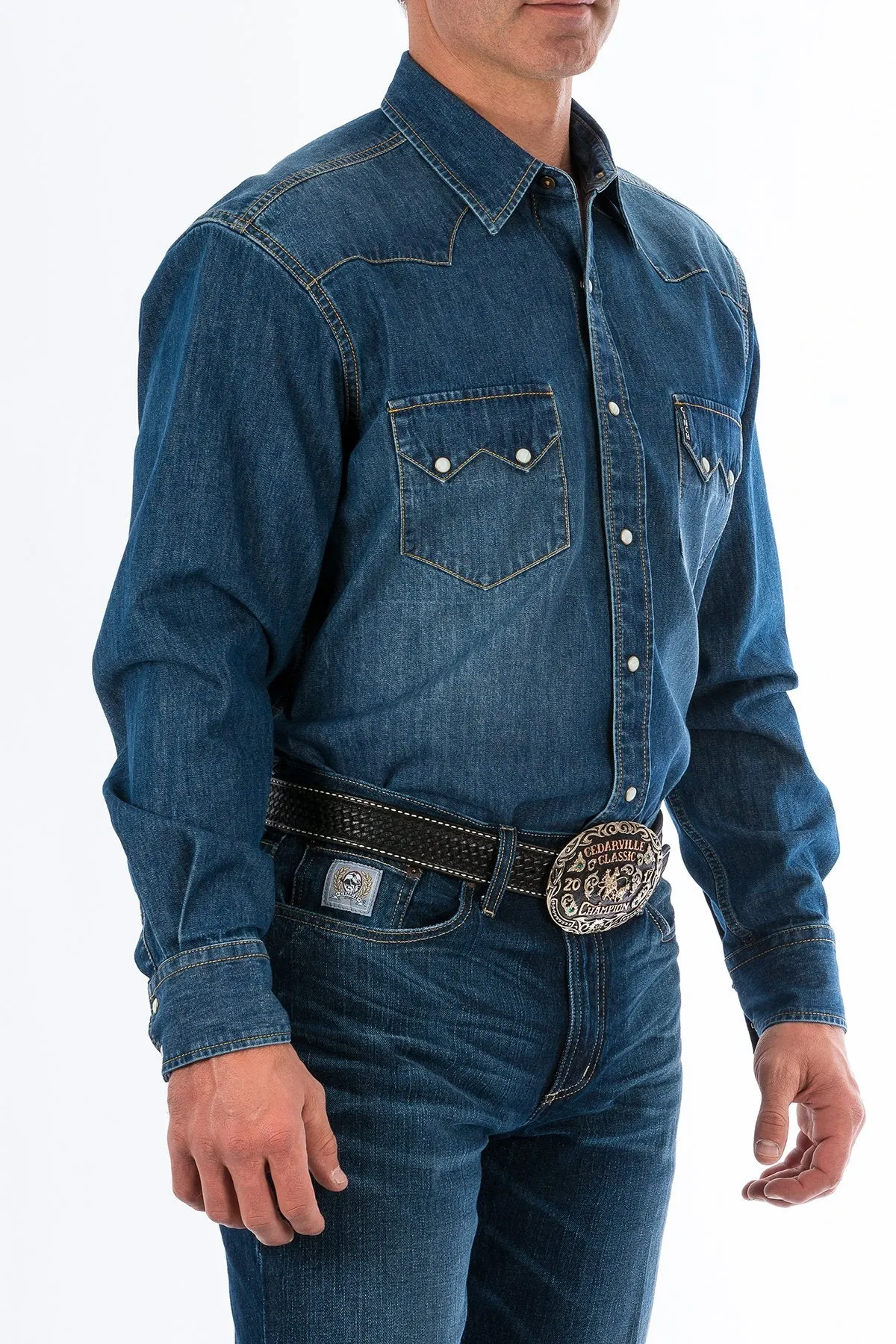 Cinch Mens Denim Western Snap Shirt