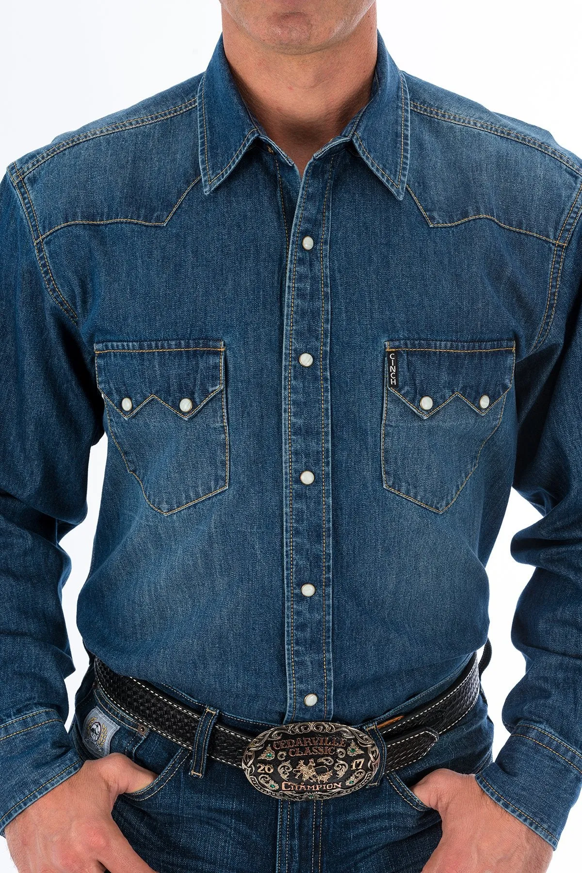 Cinch Mens Denim Western Snap Shirt