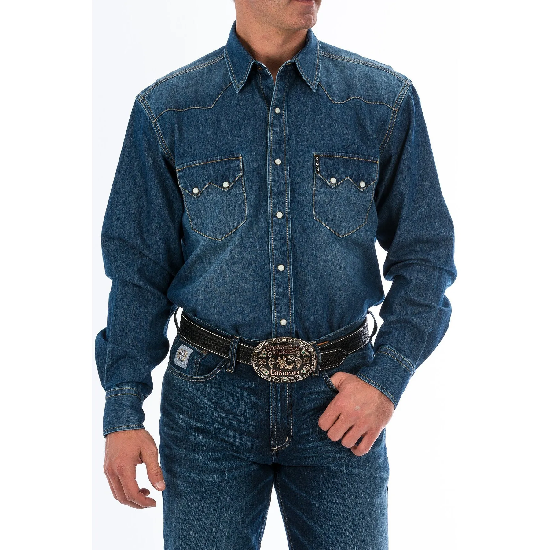 Cinch Mens Denim Western Snap Shirt