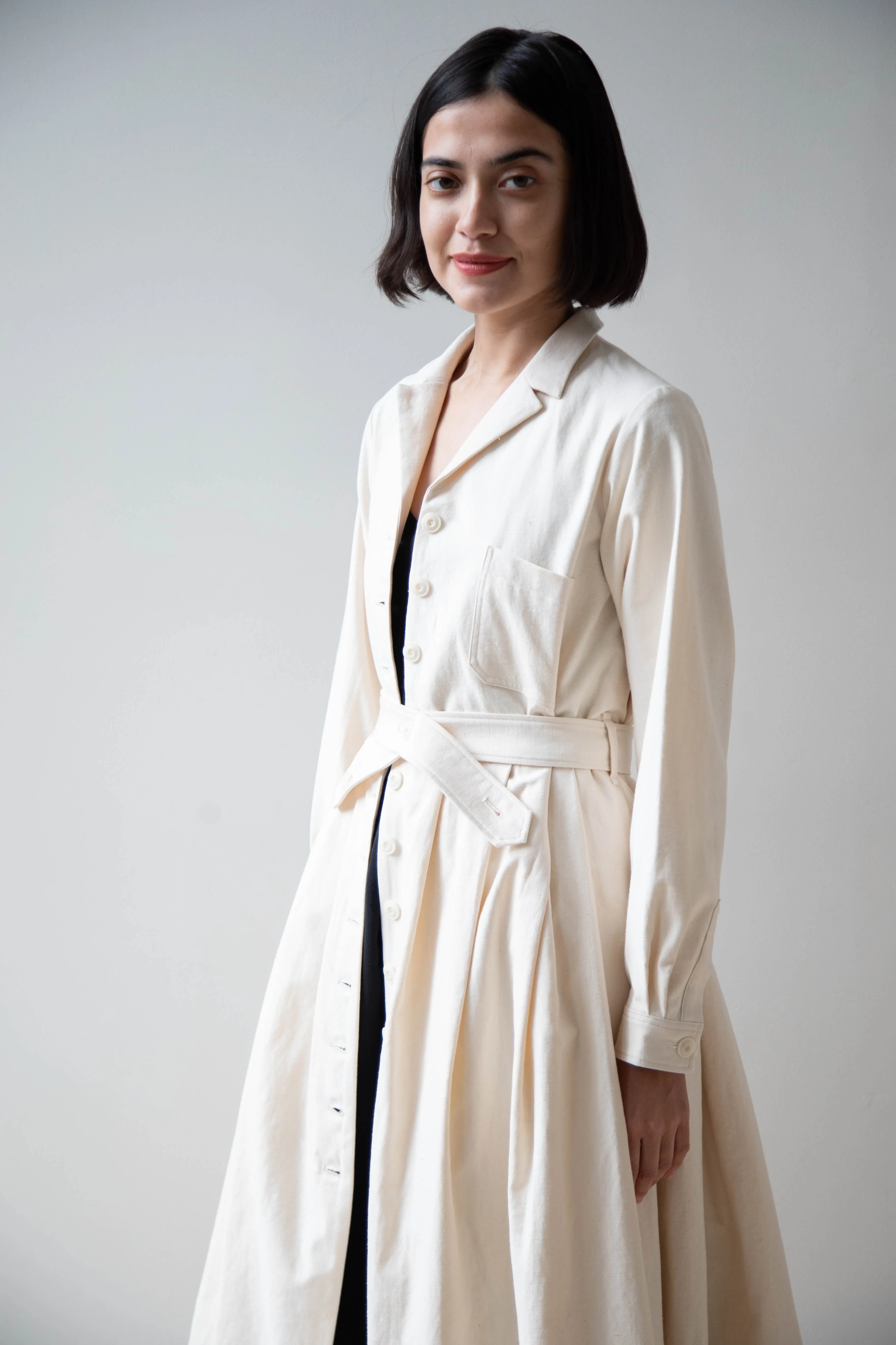 École De Curiosités | Dina Coat Dress in Ivory