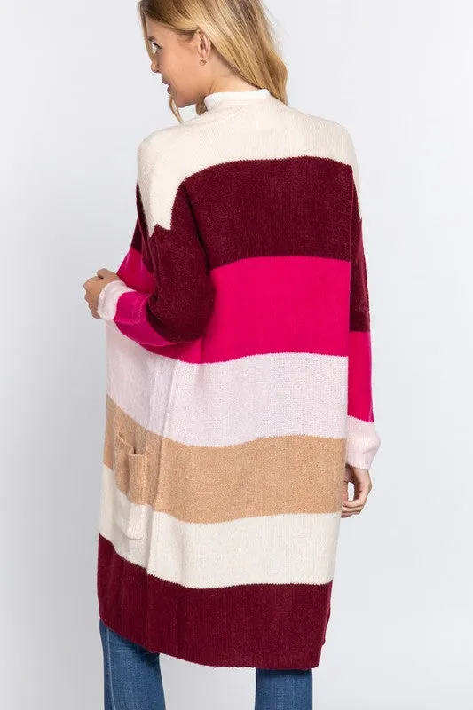 Color Block Long Cardigan