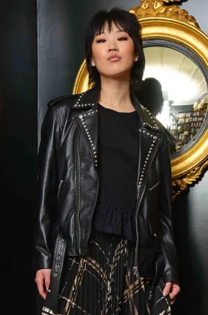 Cooper - Hide & Seek Star Studded Leather Jacket in Black