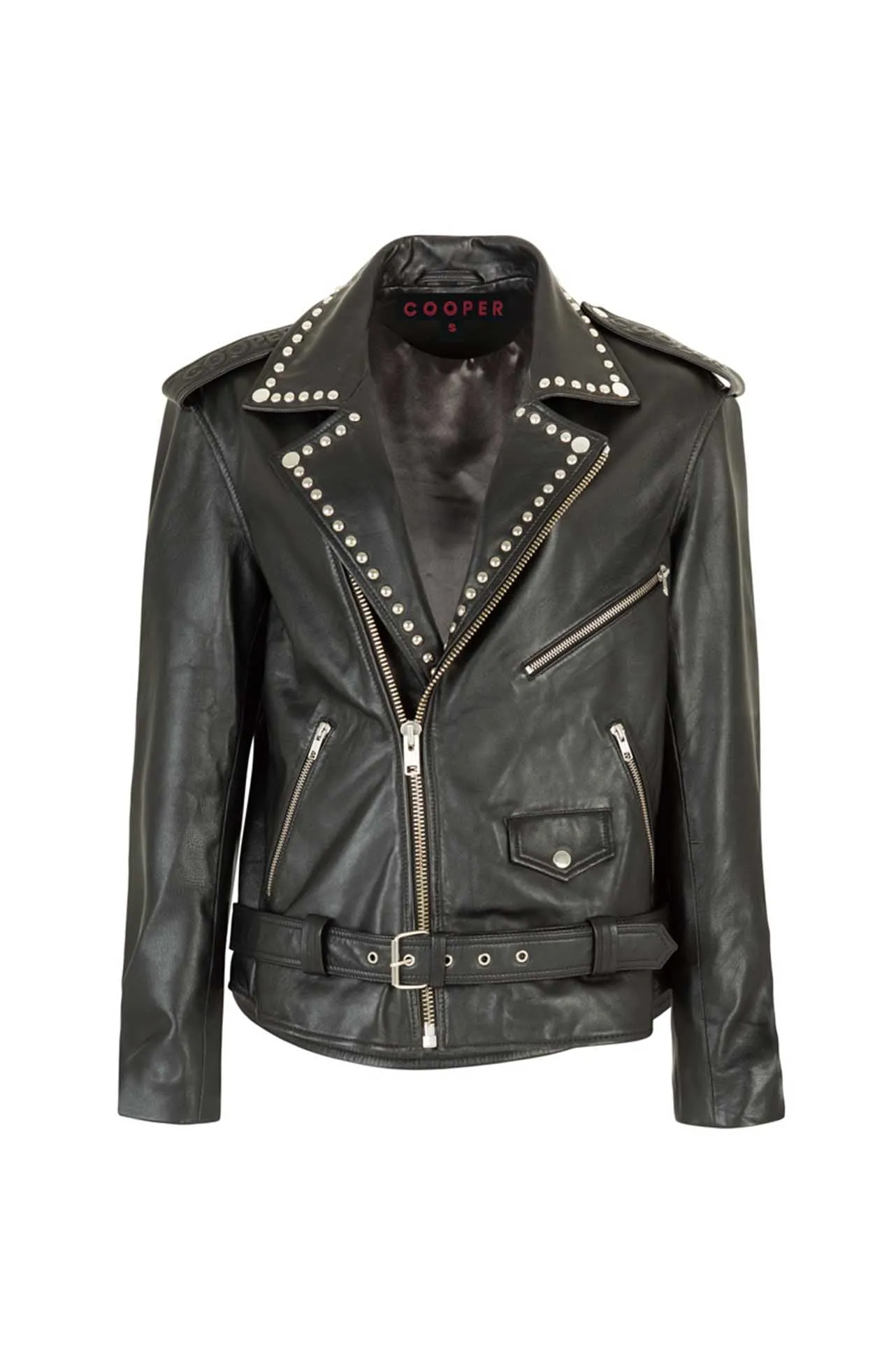 Cooper - Hide & Seek Star Studded Leather Jacket in Black