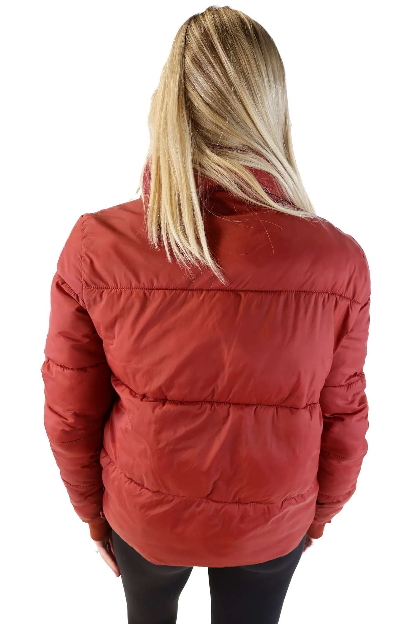 Deluc Brick Red Puffer Jacket (M; retail $199)