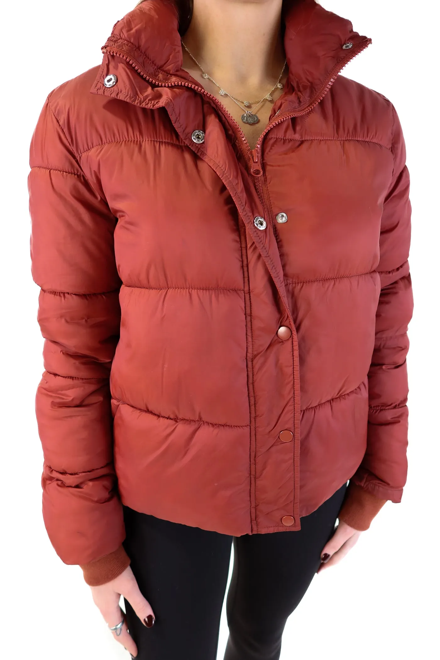 Deluc Brick Red Puffer Jacket (M; retail $199)