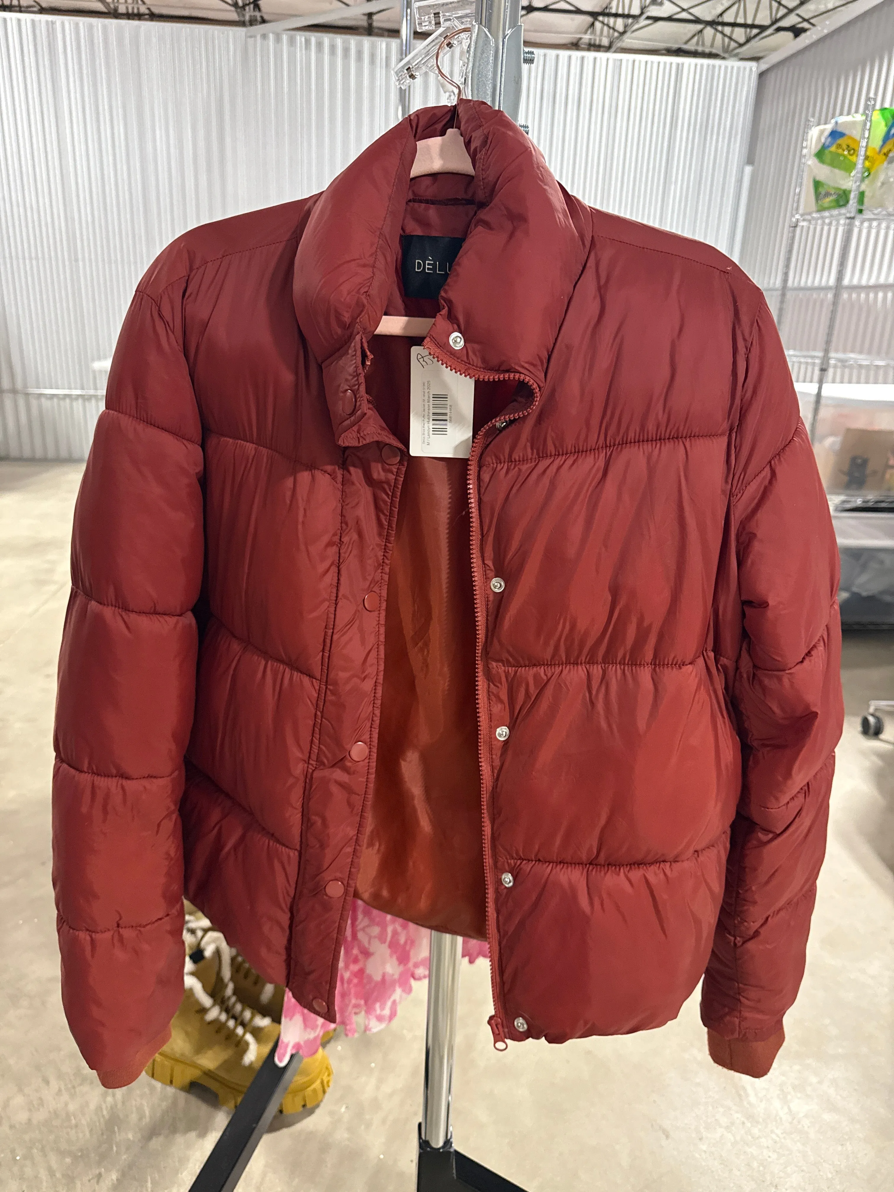 Deluc Brick Red Puffer Jacket (M; retail $199)