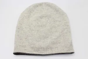 Double Sided White And Dark Gray Unisex 100% Cashmere Cap/Beanie