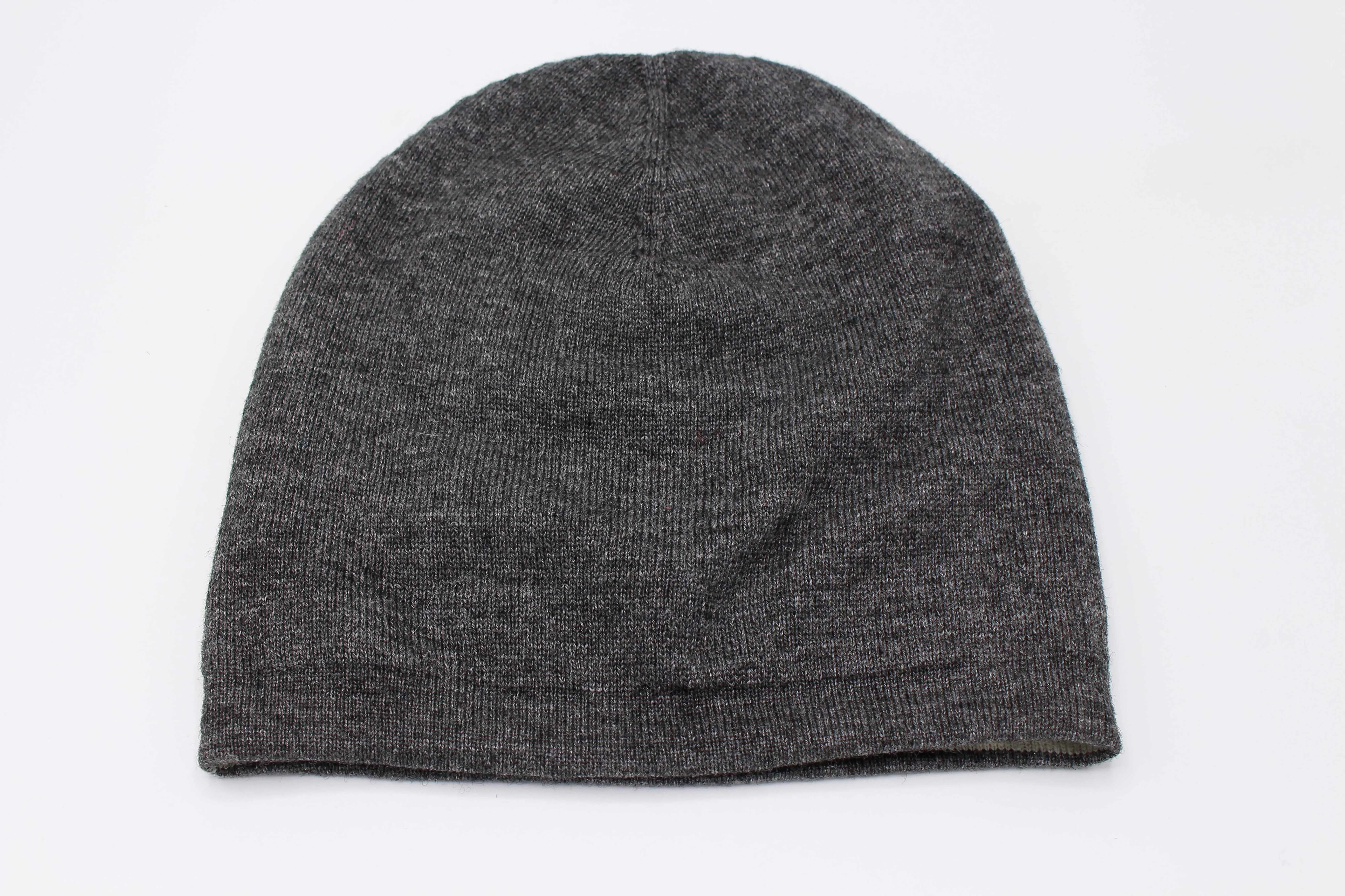 Double Sided White And Dark Gray Unisex 100% Cashmere Cap/Beanie