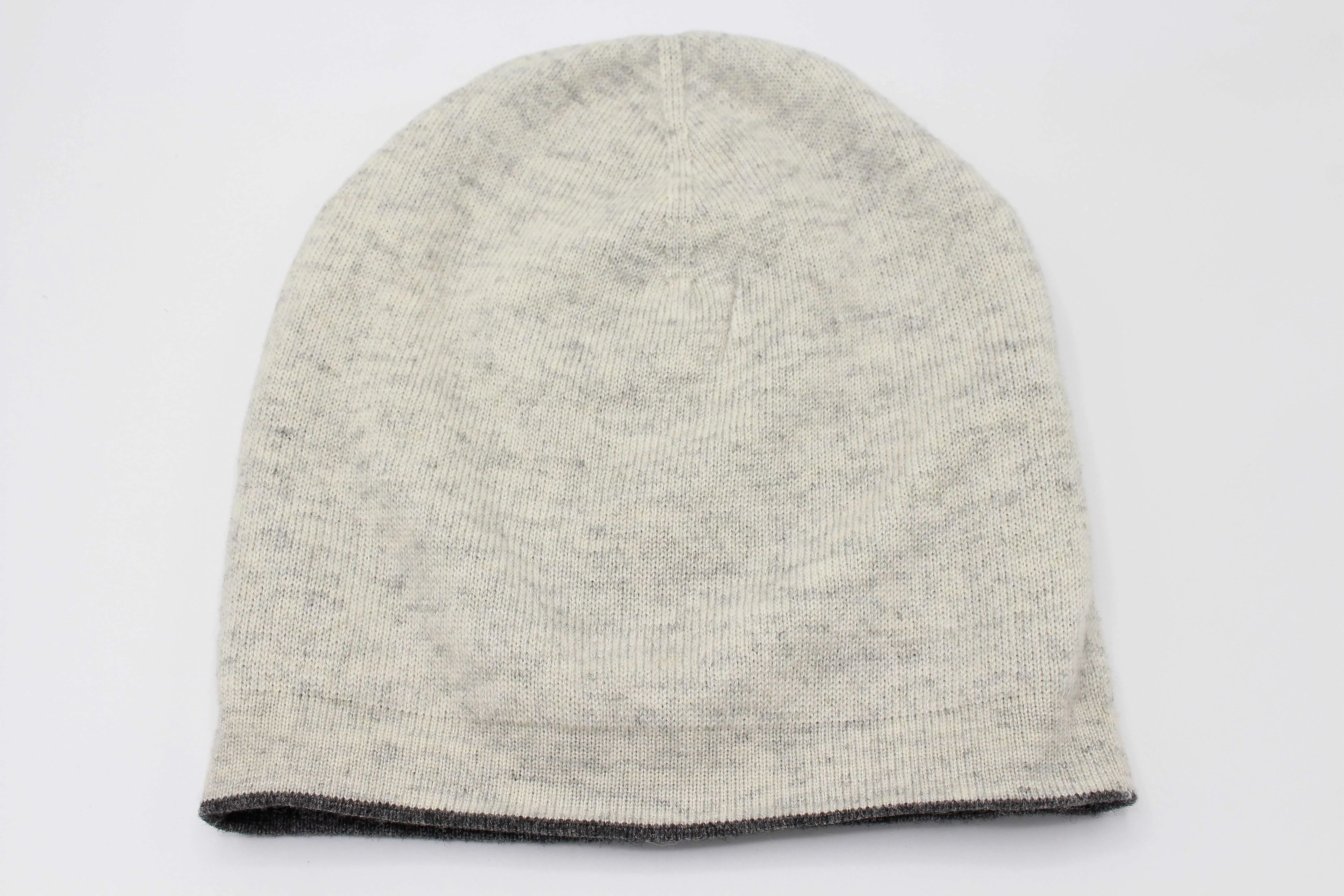 Double Sided White And Dark Gray Unisex 100% Cashmere Cap/Beanie