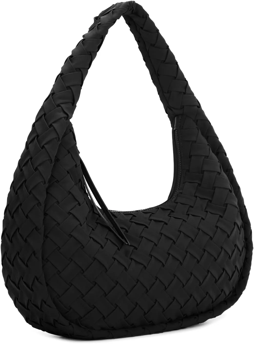 E Nylon Woven Hobo Bag for Women Large Tote Shoulder Handbag with Back Zipper Pocket