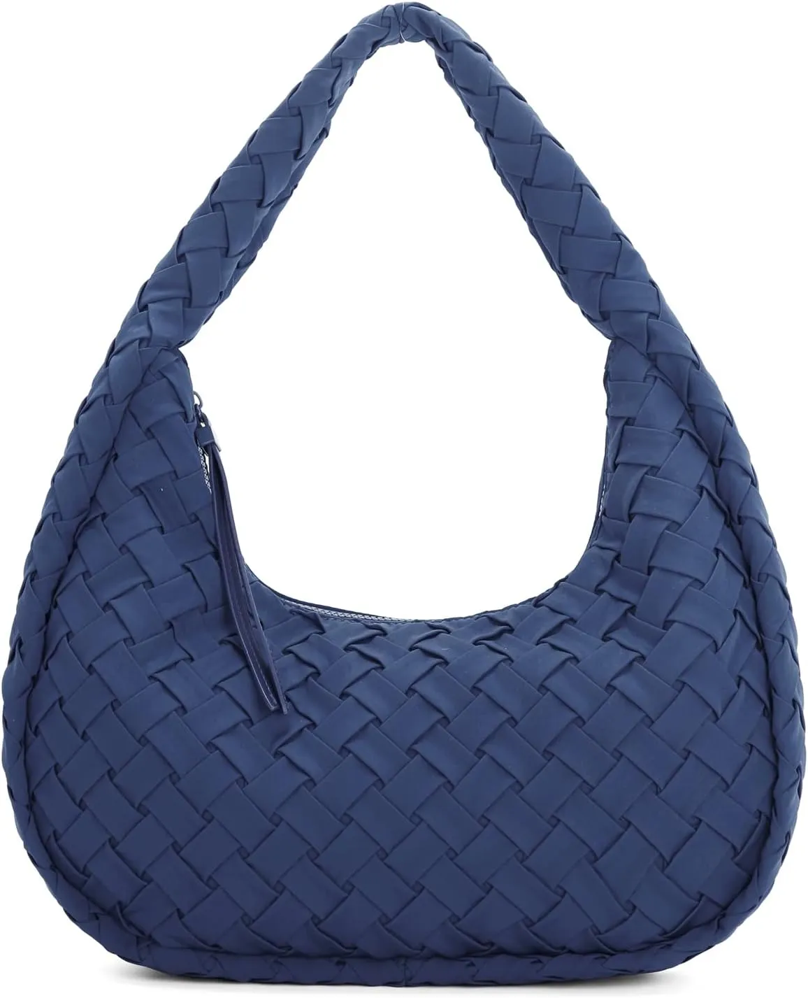E Nylon Woven Hobo Bag for Women Large Tote Shoulder Handbag with Back Zipper Pocket