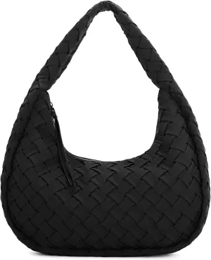E Nylon Woven Hobo Bag for Women Large Tote Shoulder Handbag with Back Zipper Pocket