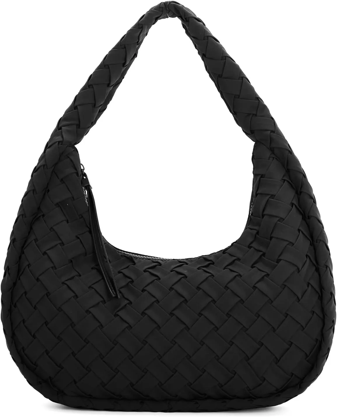E Nylon Woven Hobo Bag for Women Large Tote Shoulder Handbag with Back Zipper Pocket