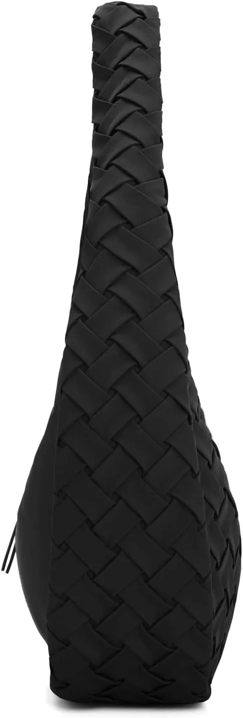 E Nylon Woven Hobo Bag for Women Large Tote Shoulder Handbag with Back Zipper Pocket