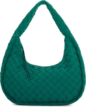 E Nylon Woven Hobo Bag for Women Large Tote Shoulder Handbag with Back Zipper Pocket