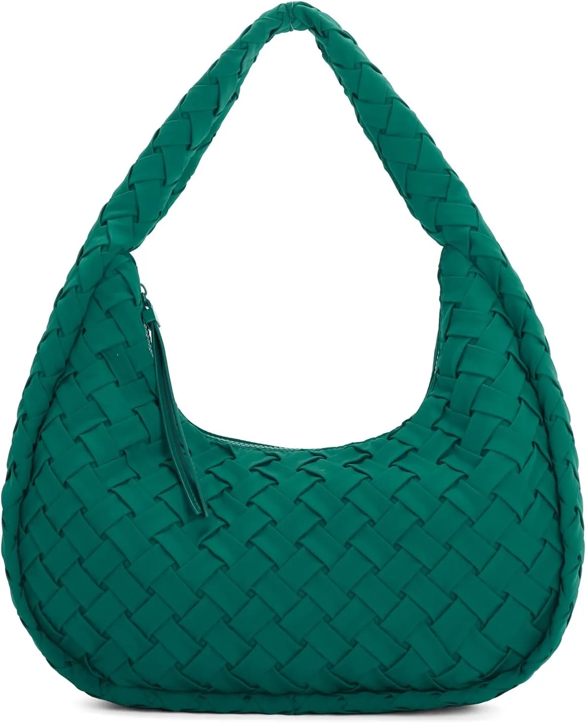 E Nylon Woven Hobo Bag for Women Large Tote Shoulder Handbag with Back Zipper Pocket