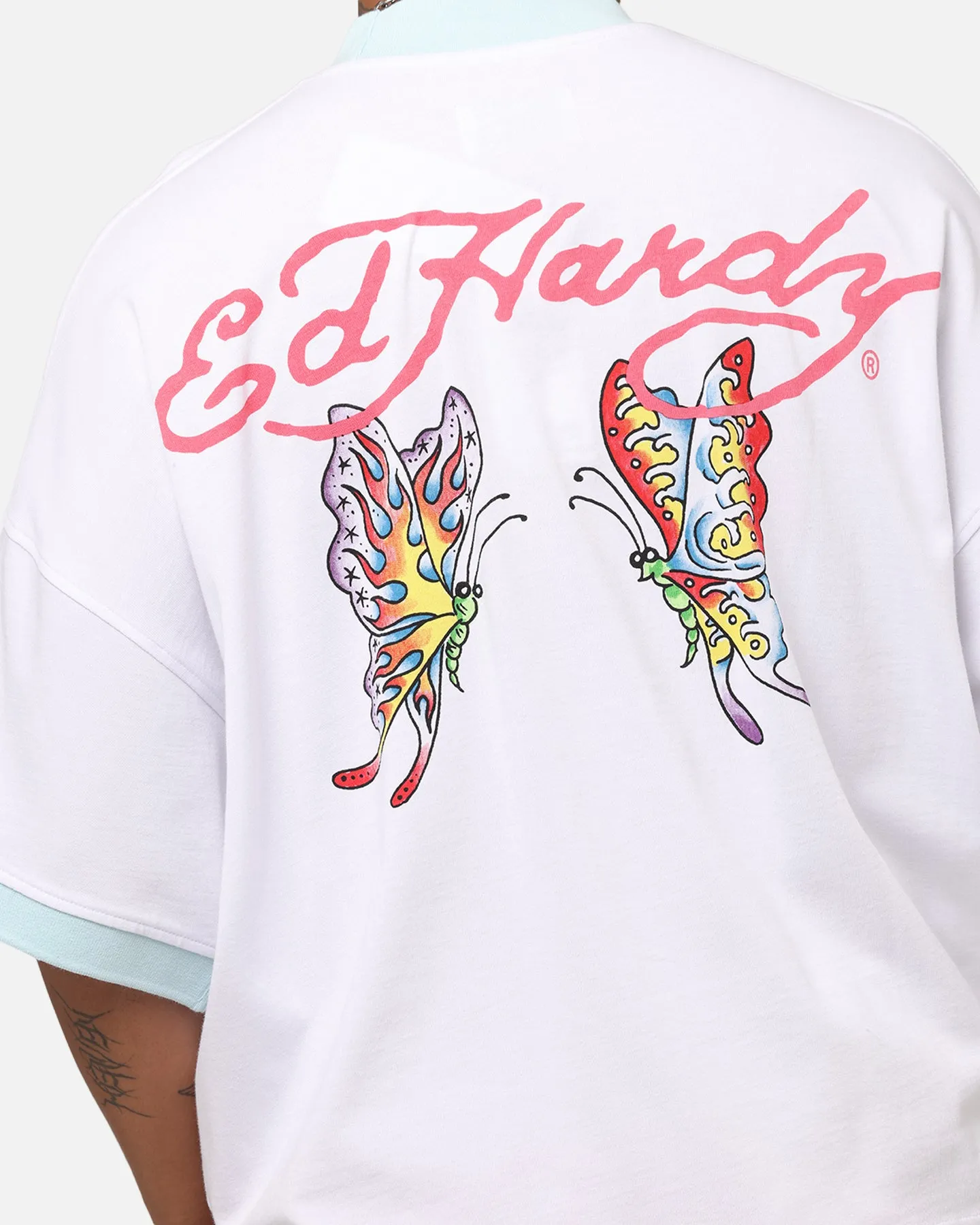 Ed Hardy Butterfly Ringer T-Shirt White