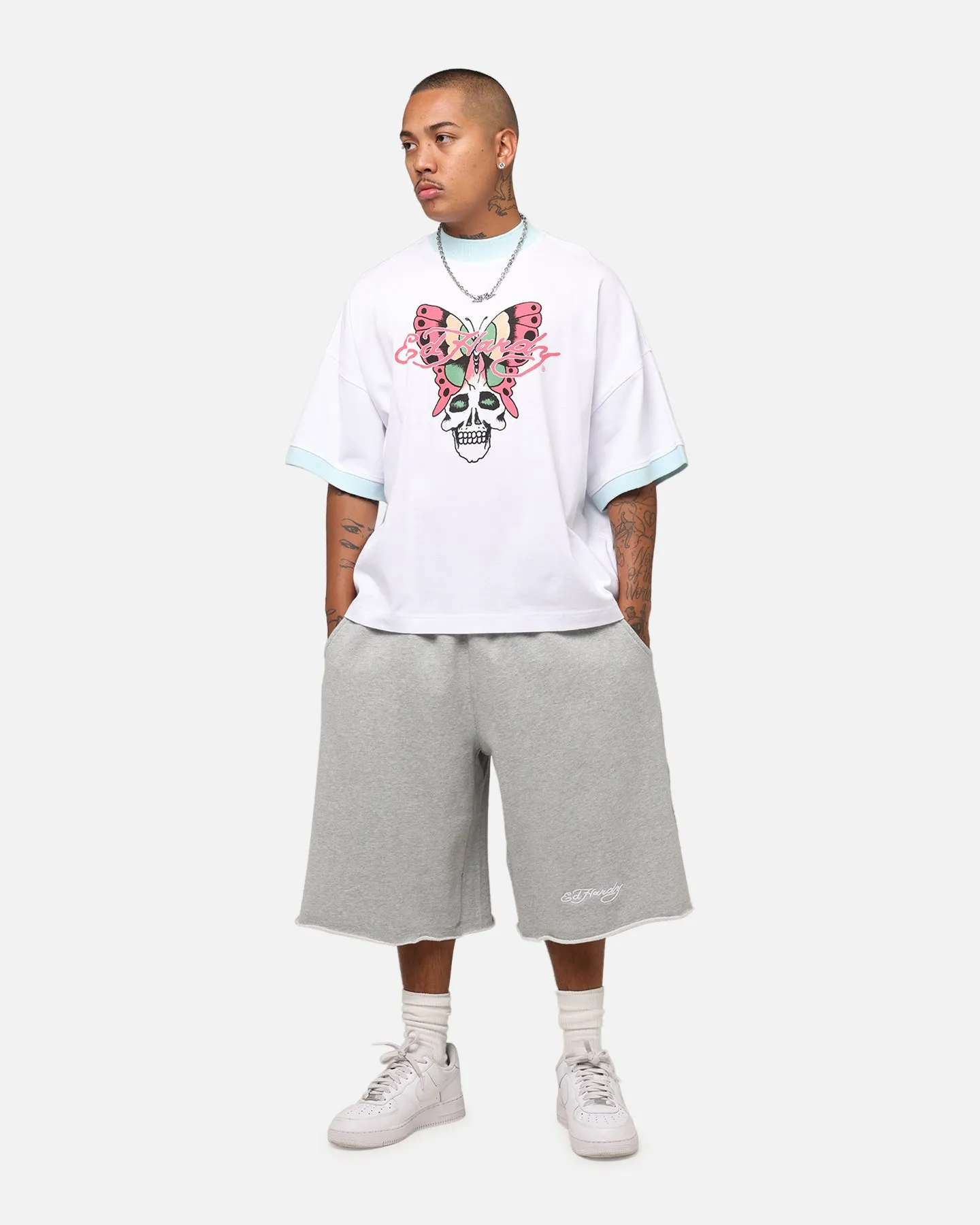 Ed Hardy Butterfly Ringer T-Shirt White