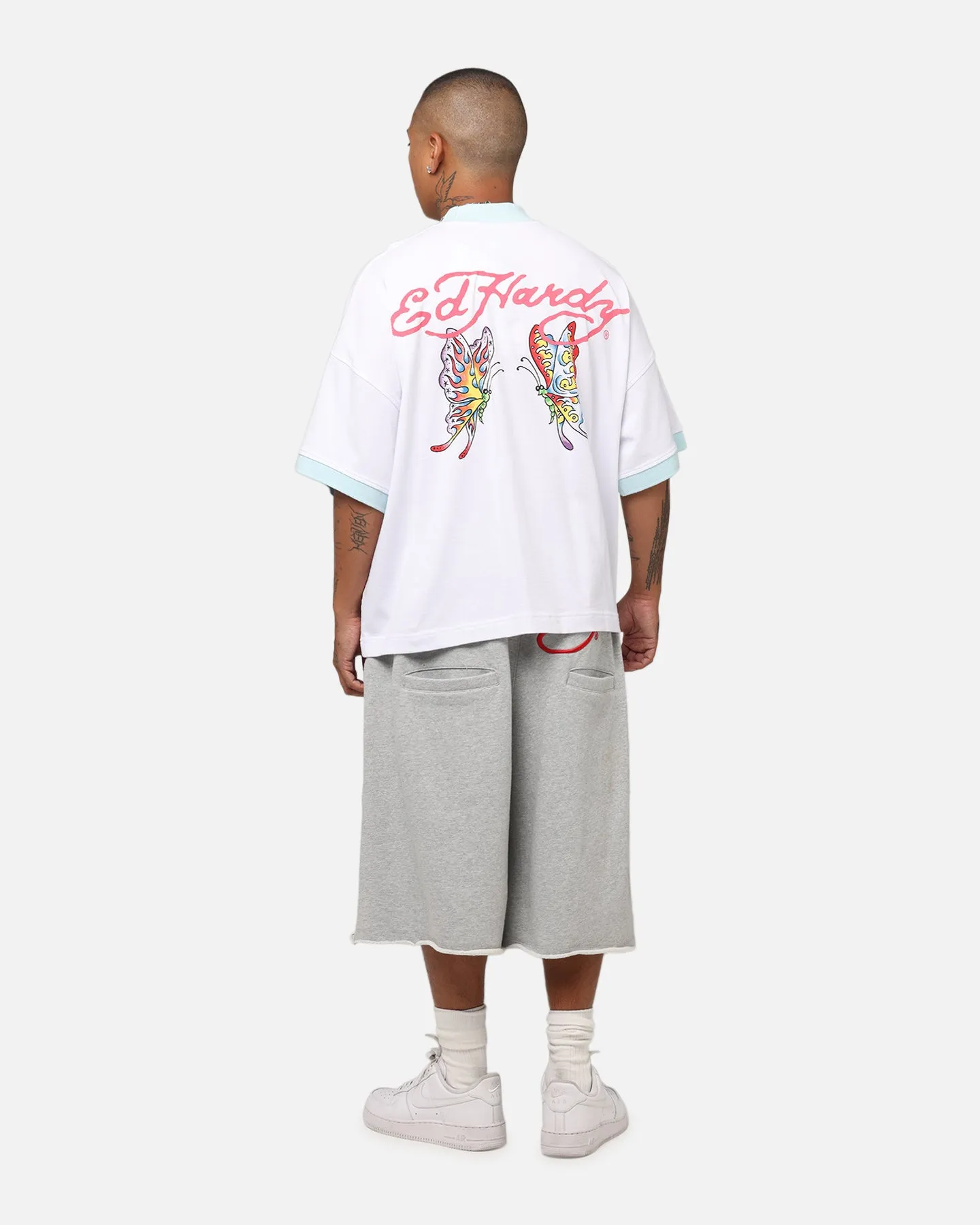 Ed Hardy Butterfly Ringer T-Shirt White